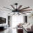 72 in. 12-Blade Black Low Profile Ceiling Fan with Integrated LED, Two-Toned Blades
