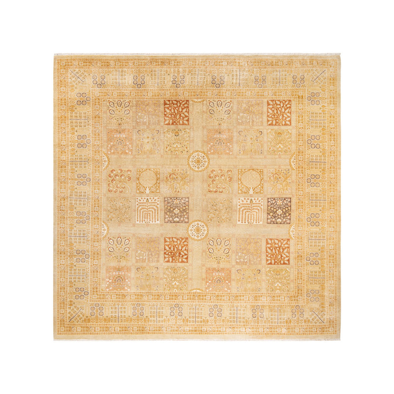 Tapis sable noué à la main de conception unique et unique 8 pi x 8 pi 5 po Lilborn Mogul