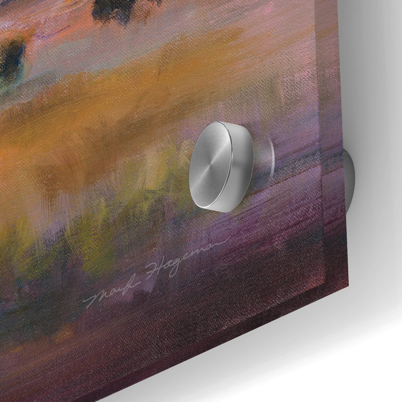 «Buffalo Under Big Sky» par Marilyn Hageman, art mural en verre acrylique, H 24 po x l 24 po x P 0,2 po