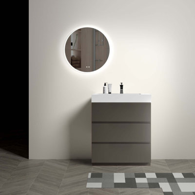 Modern Freestanding Bathroom Vanity With Sink Basin Without Drain And Faucet