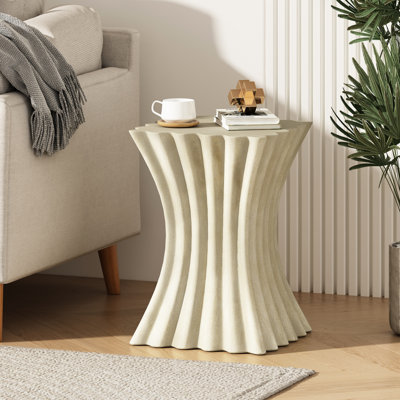 Table d'appoint brun antique avec motif ondulé, solide et, à l'intérieur et à l'extérieur, 23,33 po de hauteur, 16,85 po de longueur, 16,65 po de largeur, sans assemblage, peut contenir du café, des livres, des plantes, une table multi-oxydes de mag