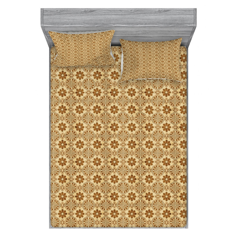 Microfiber Floral Sheet Set, Queen Sheet Set with Fitted Sheet