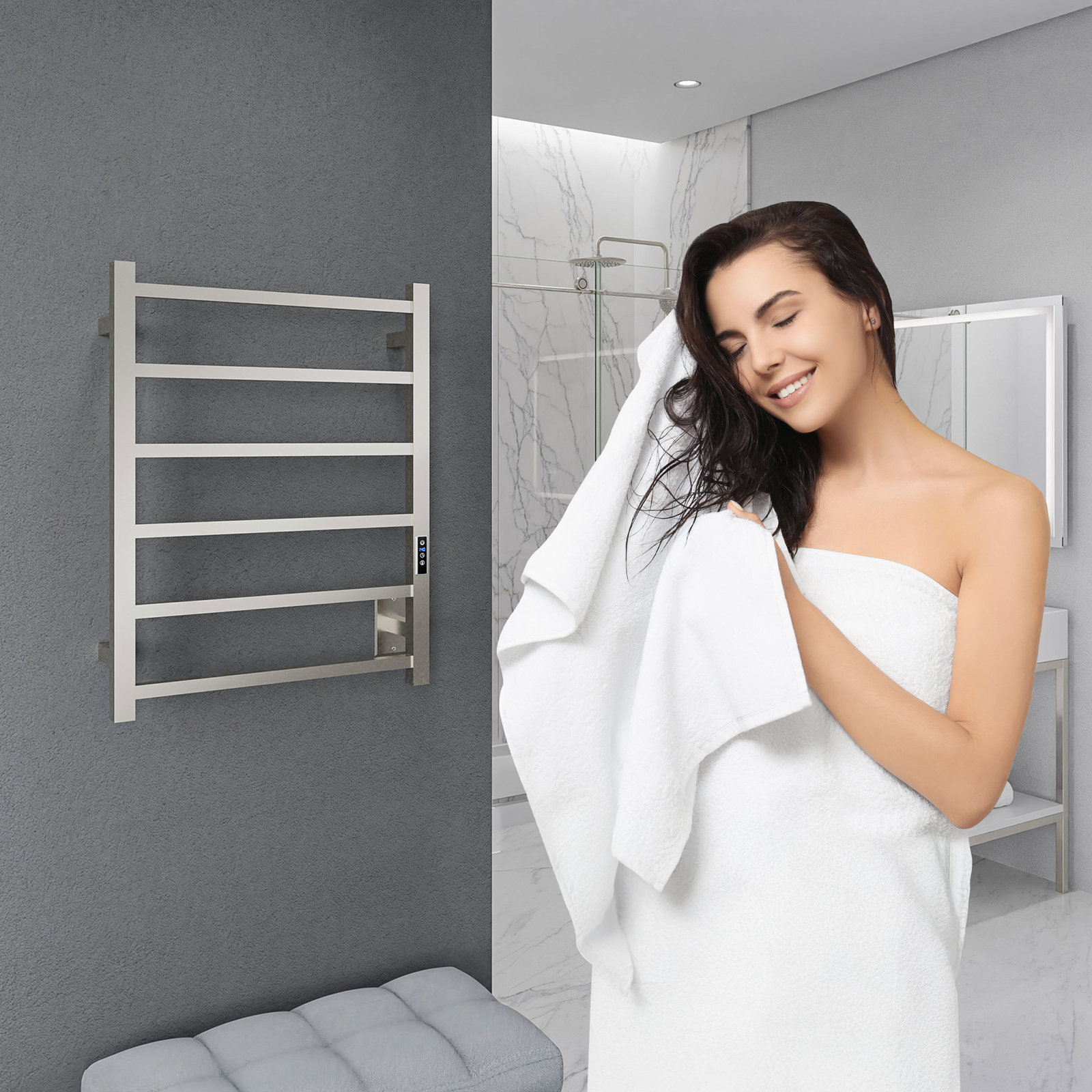 Charles Series Wall Mount Towel Warmer, Brushed Nickel