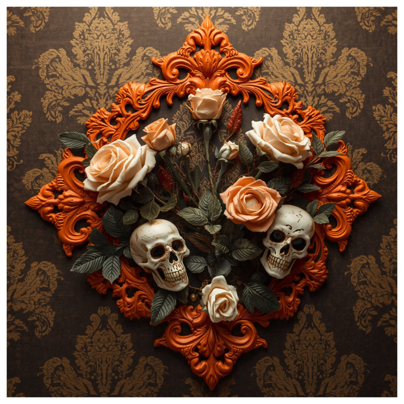Tapis de bain Ornate Skull Roses, L 24 po x L 17 po