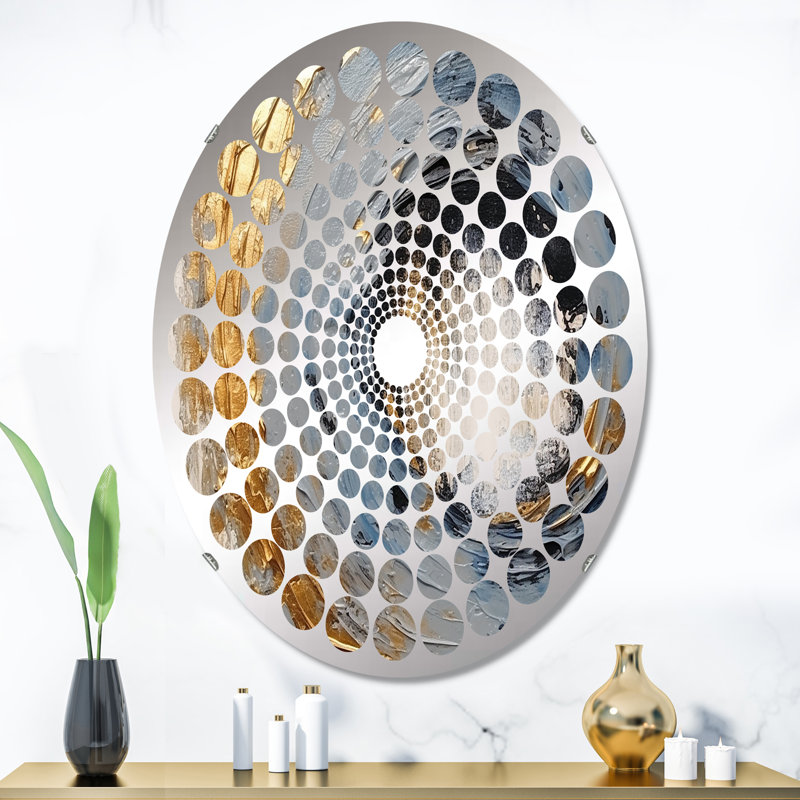 Miroir décoratif doré et bleu à spirales vibrantes I - MIR102792 O, L 24 po x H 36 po
