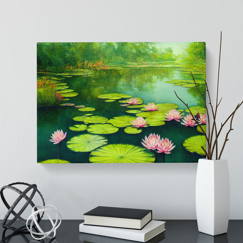 Lily Pond Watercolour Vol.5 - Wrapped Canvas, 35cm H x 50cm W x 3cm D
