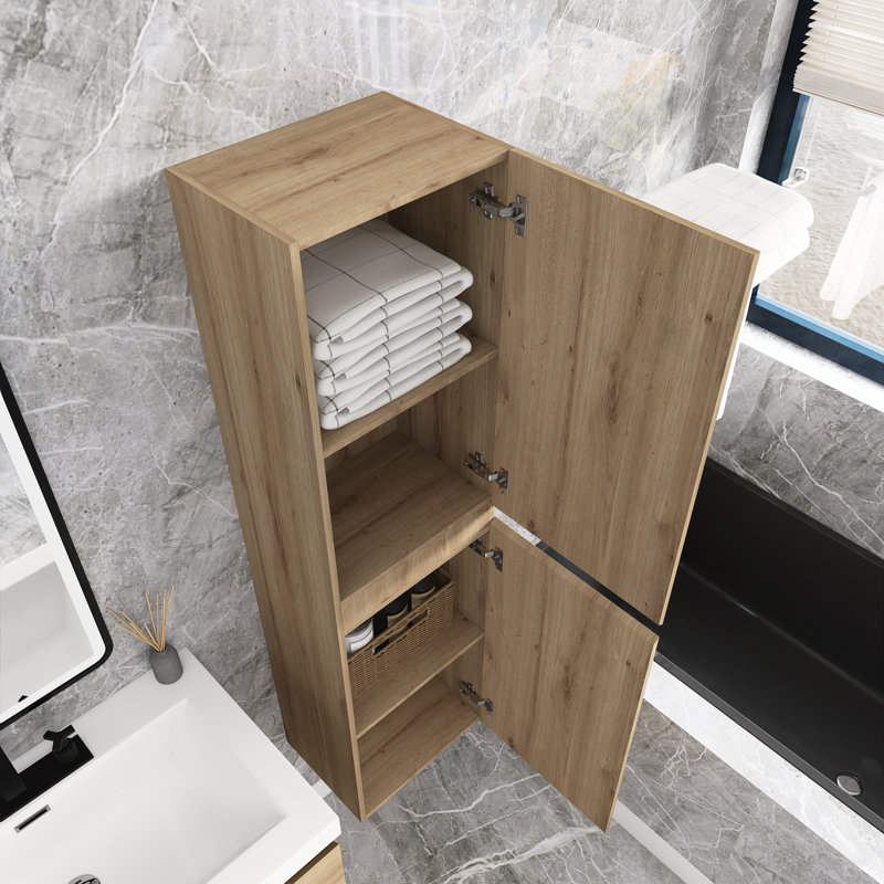Venitra Mounting / Installation Required Linen Cabinet, Oak
