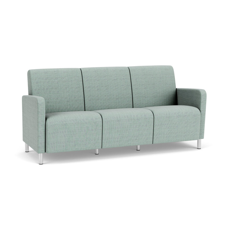 Fauteuil de réception 3 places Ravenna, Acier brossé, Chambray écume de mer