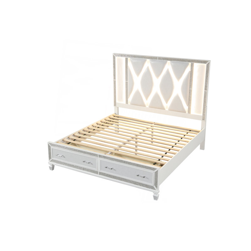 Lit de style traditionnel en bois, Blanc, Grand lit