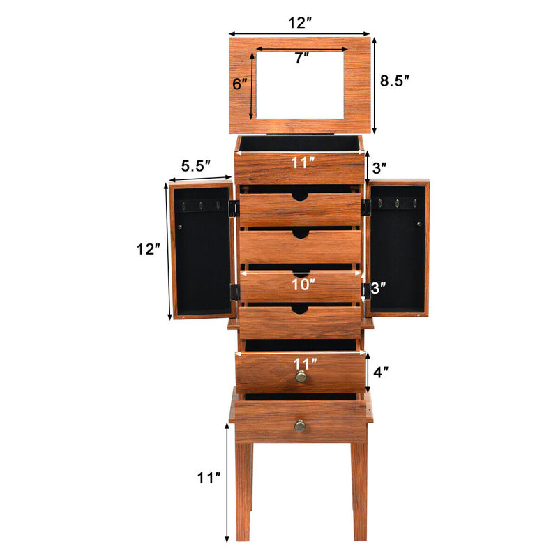 Armoire à bijoux sur pied avec miroir rétro Hinojos