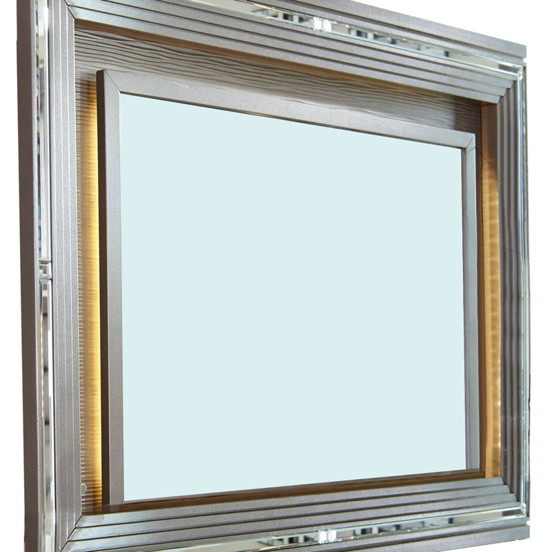 Miroir de commode lumineux en bois