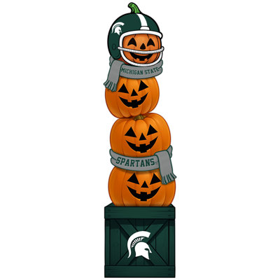 Michigan State Pumpkin Stacked Leaner With Helmet