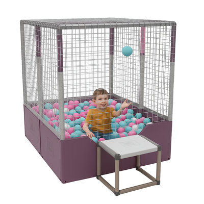 Funphix Large Ball Pits For Toddlers I Dive In Ball Pit Building Toy With Net, Bungee Cords, Tubes & Connectors I Indoor - Pink Purple White