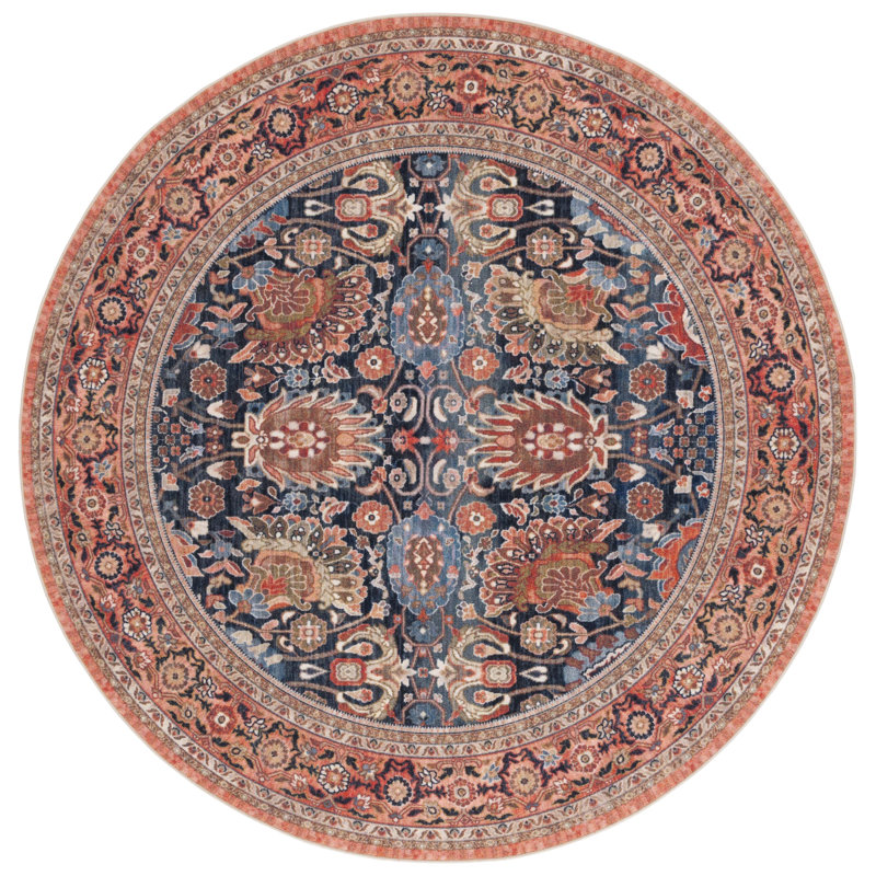 Kaivan Performance Machine Washable Oriental Rug, Round 6'7"