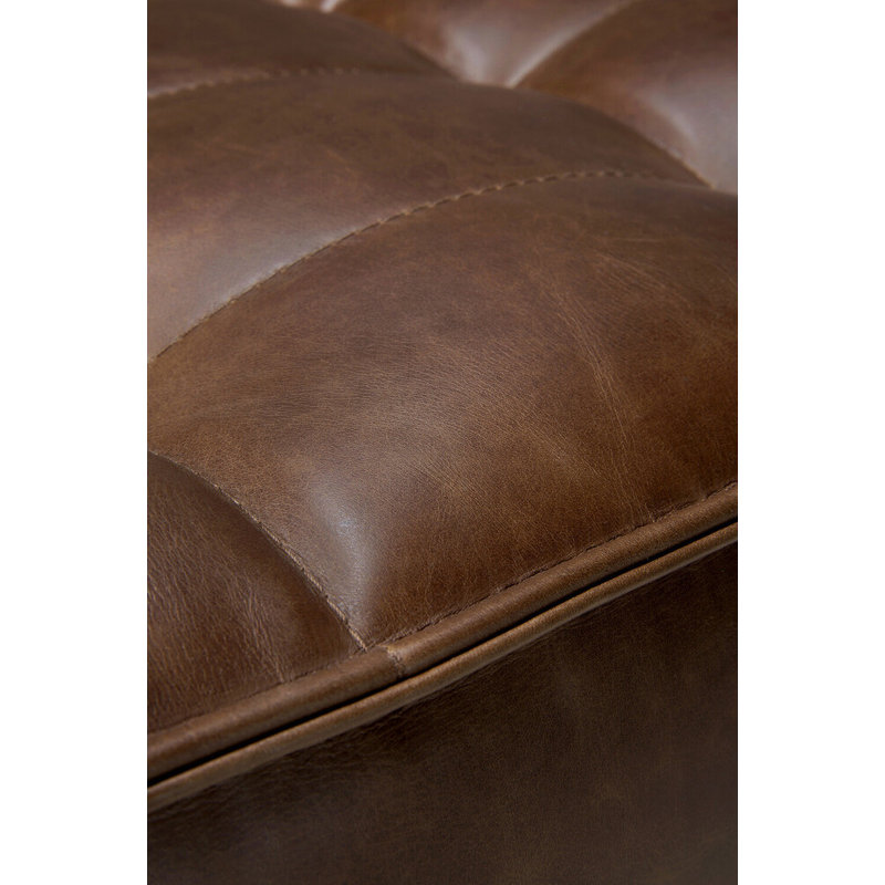 N701 Square Leather Ottoman, Chestnut