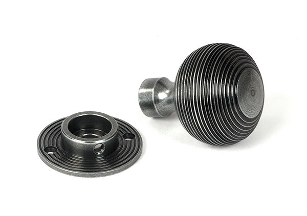 Beehive Interior Mortise Knob Set, Pewter Patina