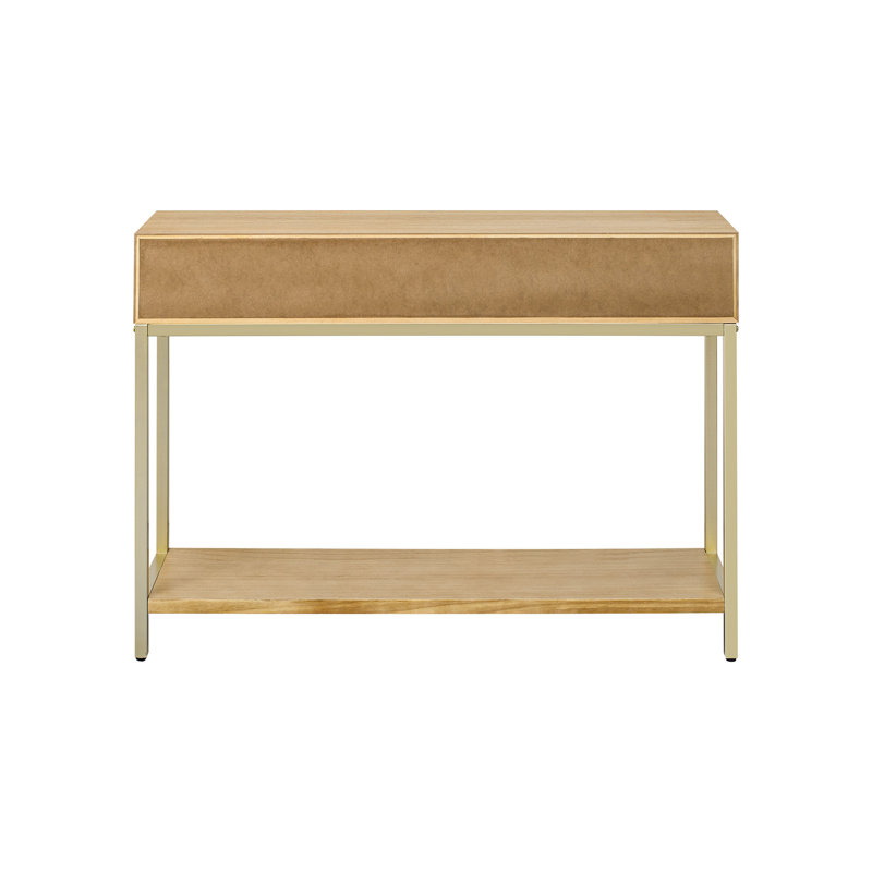 Table de vestibule, console à deux tiroirs, table de couloir rétro à motif géométrique saisissant pour le vestibule et le salon (naturel)
