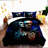 Blue Rose Skull Comforter Set - Queen Size 3D Bedding Set with Skeleton Bones Design - Gothic Duvet Set with Quilt and Pillowcases - Skull Couple Theme