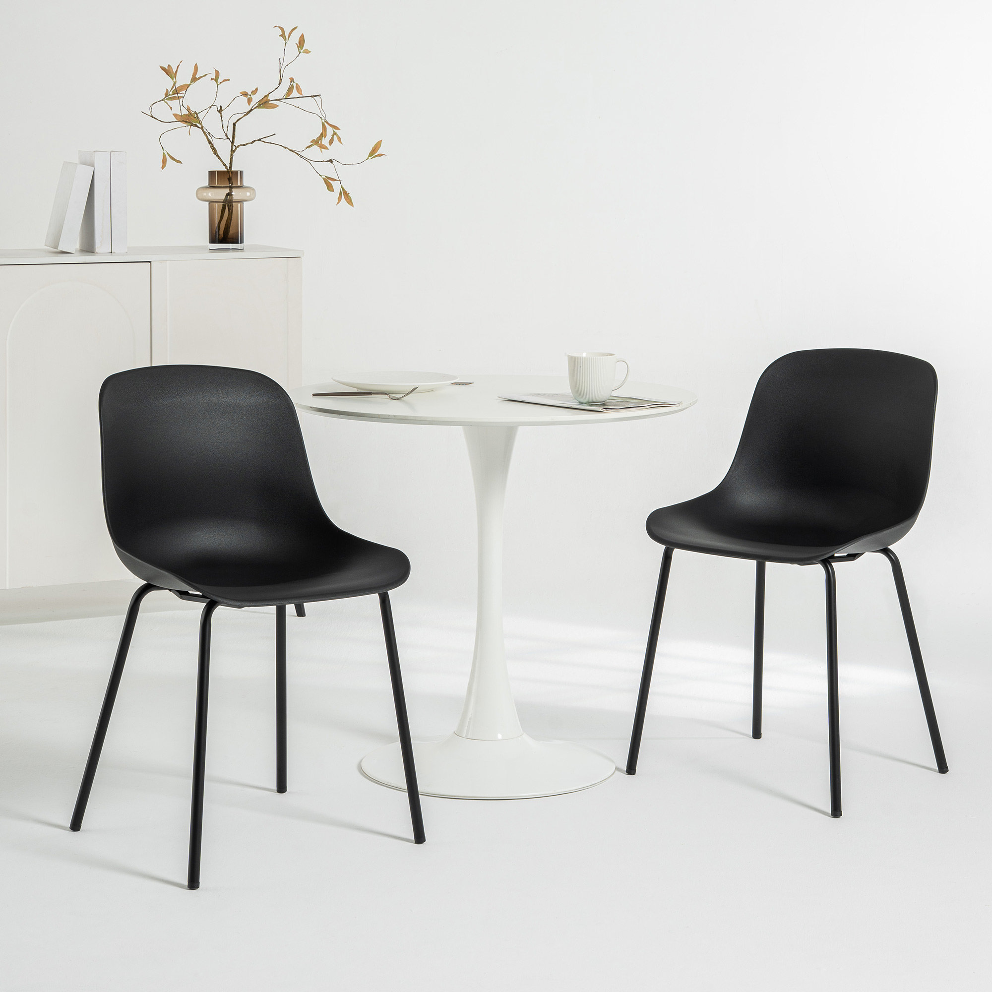 Meli Armless Dining Chairs, Black