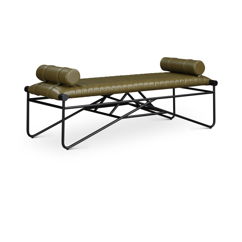 Gatsby Pollman Faux Leather Bench, Olive Vegan Leather