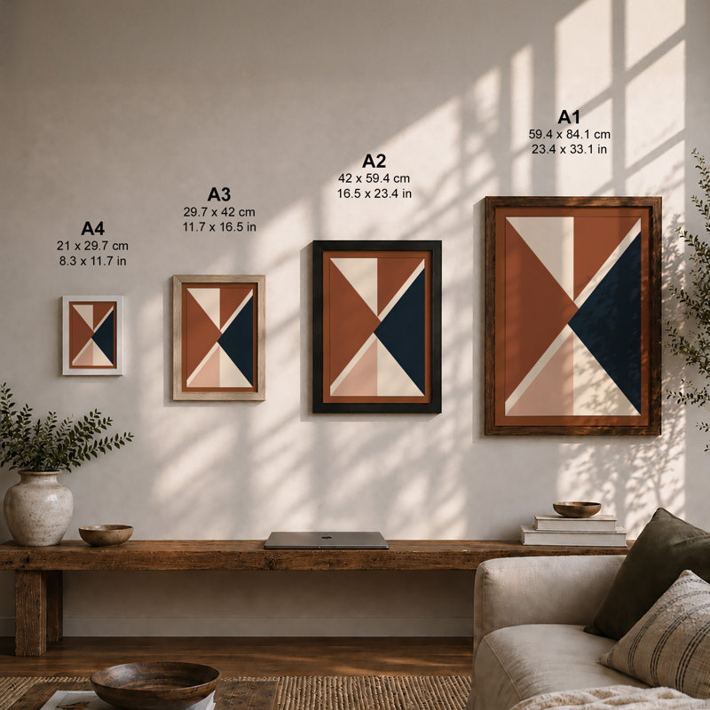 Divided Symmetry Minimalist - Framed Print, A1 - 84.1 x 59.4 cm, Oak