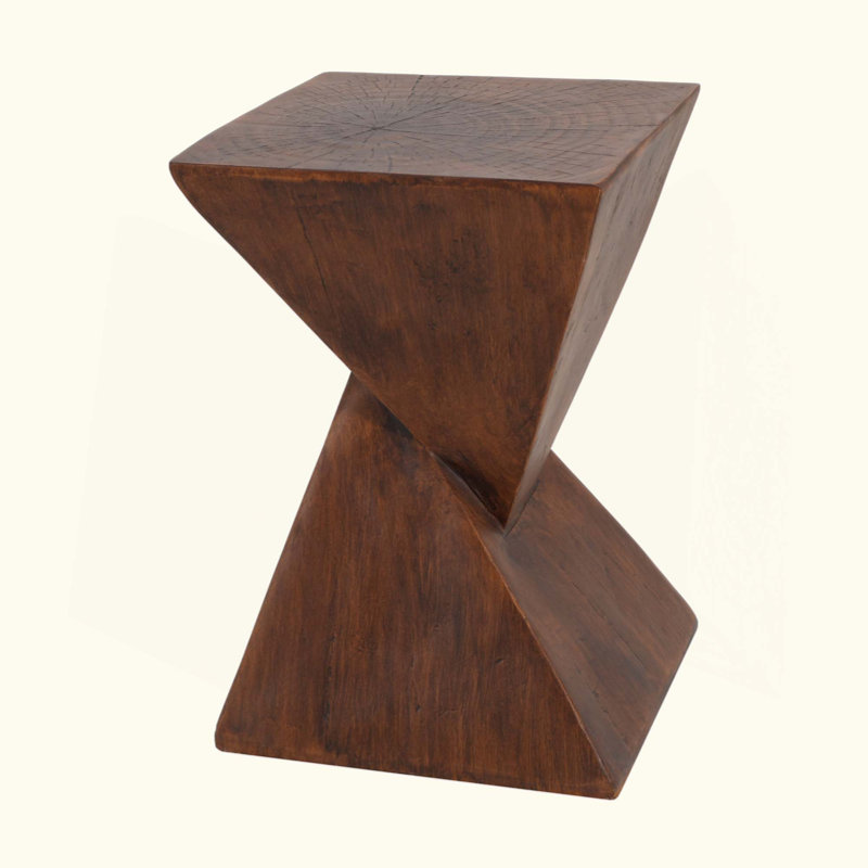 MGO Side Table With Twisted Hourglass Design For Indoor And Outdoor Use, Durable And Compact, Dark Brown