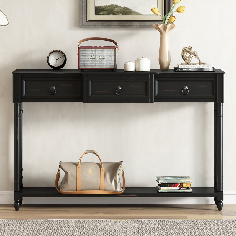 Console avec tiroir et tablette stable, Espresso
