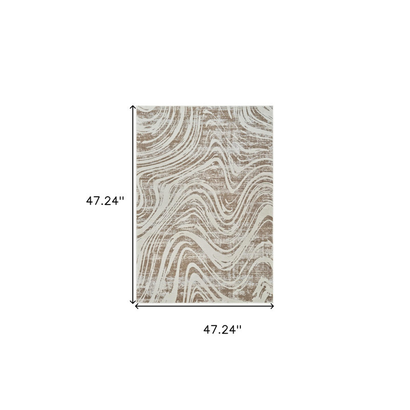 4' X 6' Beige and Brown Abstract Distressed Area Rug