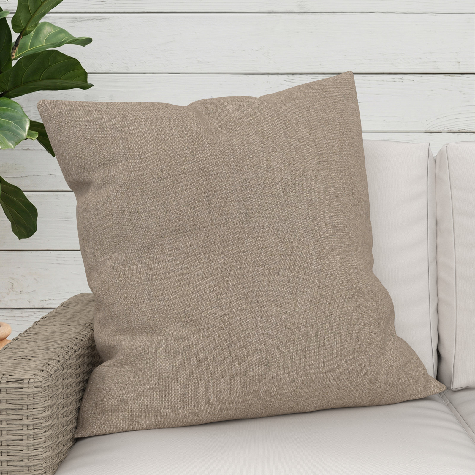 Indoor/Outdoor Throw Pillow, Square 24", Cast Ash Sunbrella® Plainweave