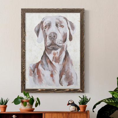 «Sitting Dog I», peinture sur toile encadrée