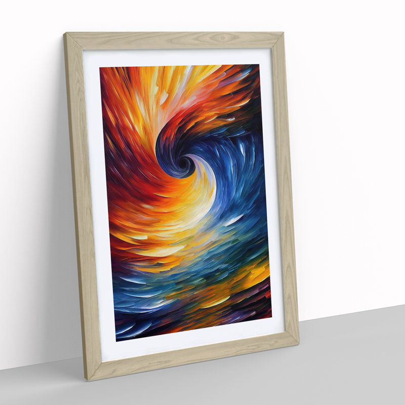 Ocean Wave Abstract No.5 - Framed Print, 64cm H x 46cm W x 2cm D, Oak