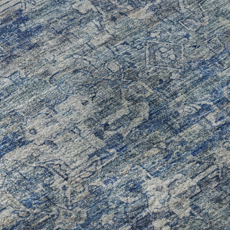 Premium Machine Washable Mayfield AMF2324 Ikat Rug, Denim, 8' x 10'