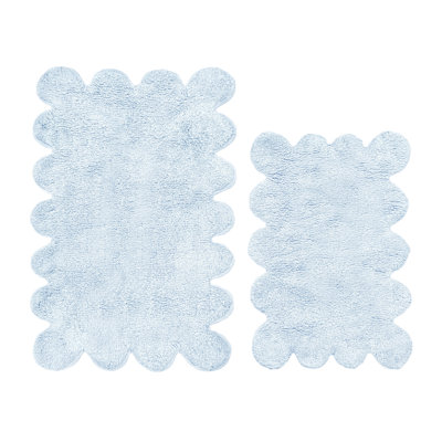 Two Piece Scalloped Bath Mat Set