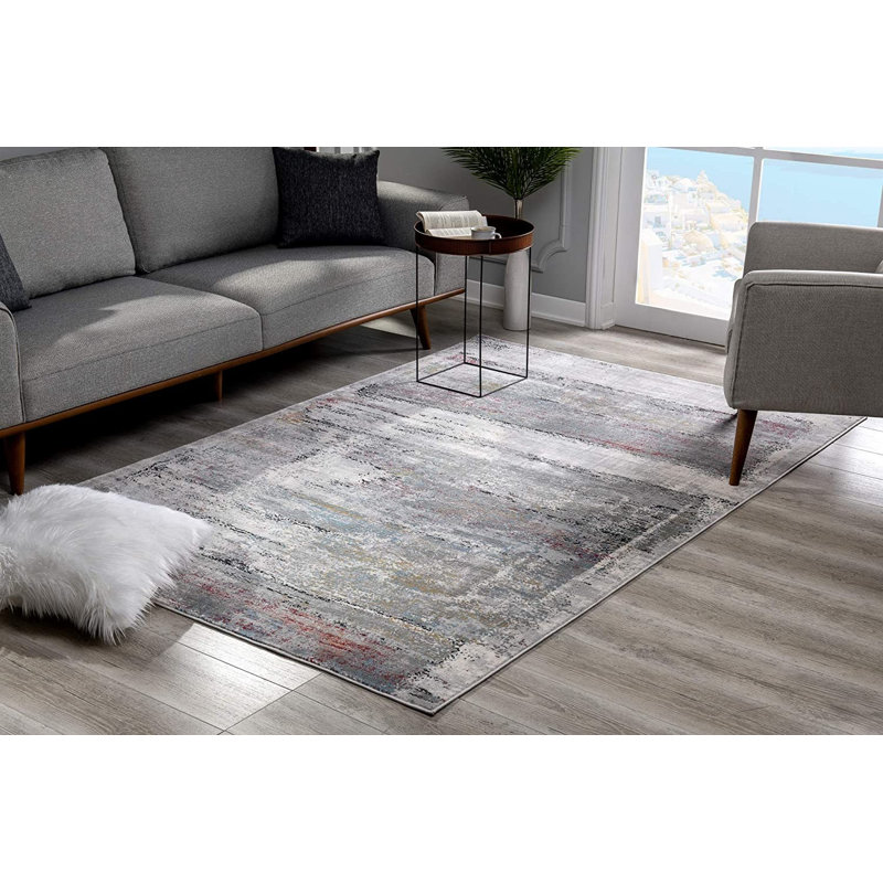 Tapis gris / ivoire Carina, Rectangle de 5 pi x 8 pi