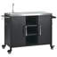 Îlot de cuisine 55,5 po avec évier, table de chariot de barbecue en métal avec évier en acier inoxydable 304, station d'évier de chariot de bar extérieur avec 4 roues verrouillables pour la préparation de pizza et le barbecue
