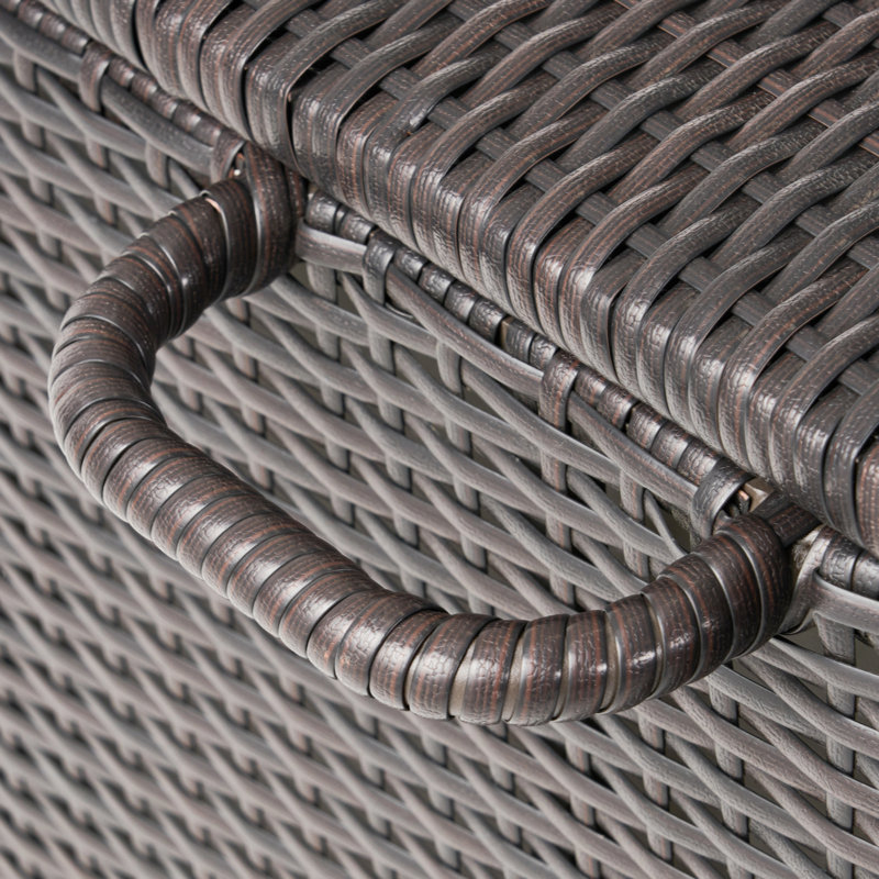 Stylish Wicker Cushion Storage Cabinet For Outdoor Use, Ideal For Patio And Yard Organization.