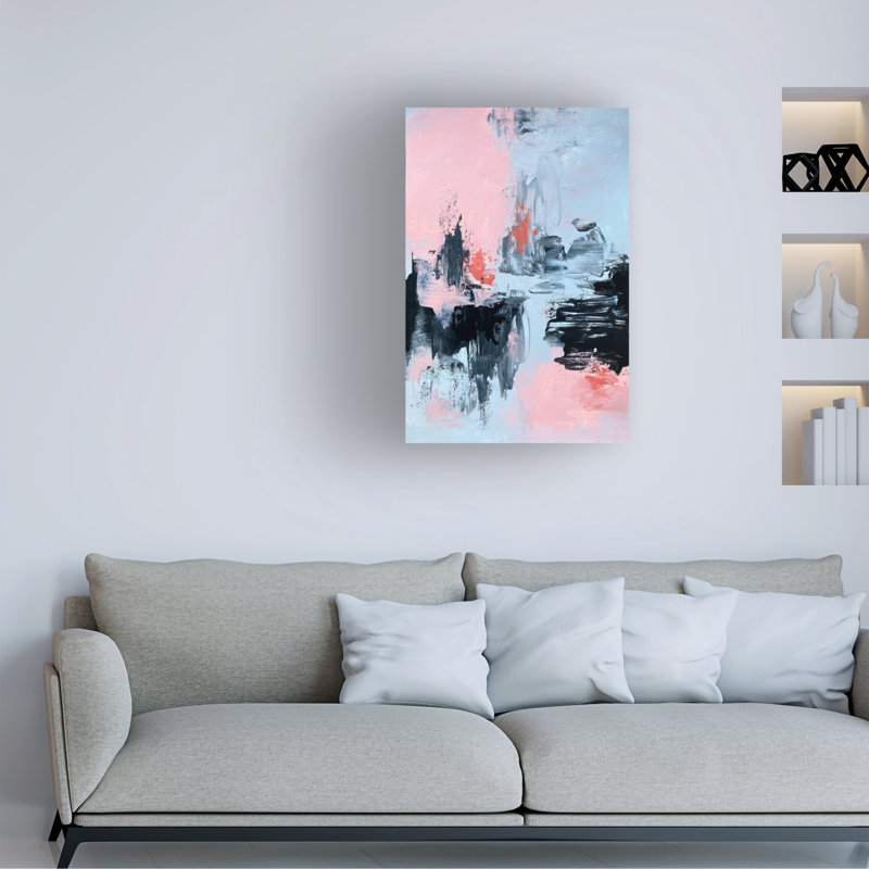 «Modern and Contemporary», rose et gris, abstrait 2, sur toile