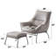 Fauteuil d'appoint et repose-pieds en cuir fleur-1075329707