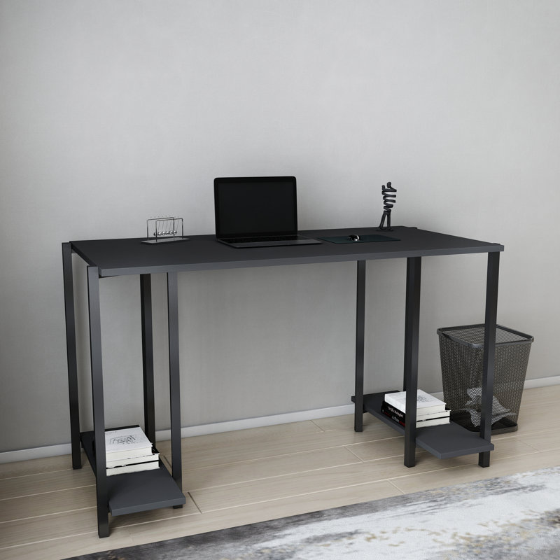 Academy Desk Metal Base Writing Desk, Anthracite/Black