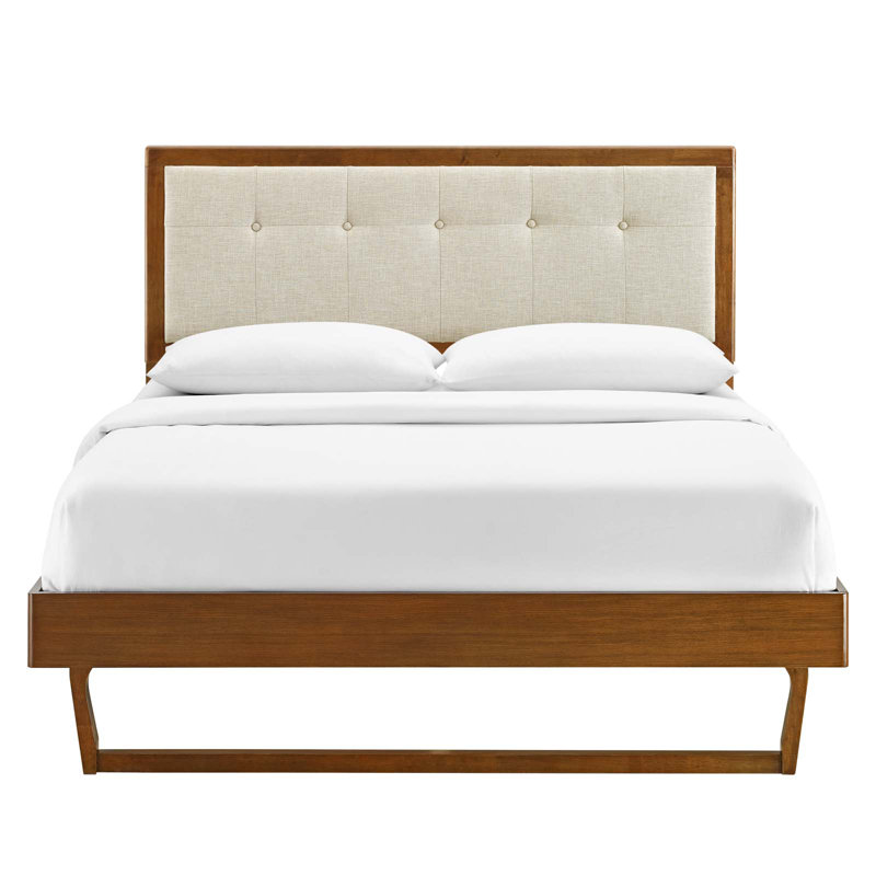Lit plateforme Willow, Grand, Noyer / beige