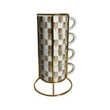 Mocha Check Cappuccino Cup Tower