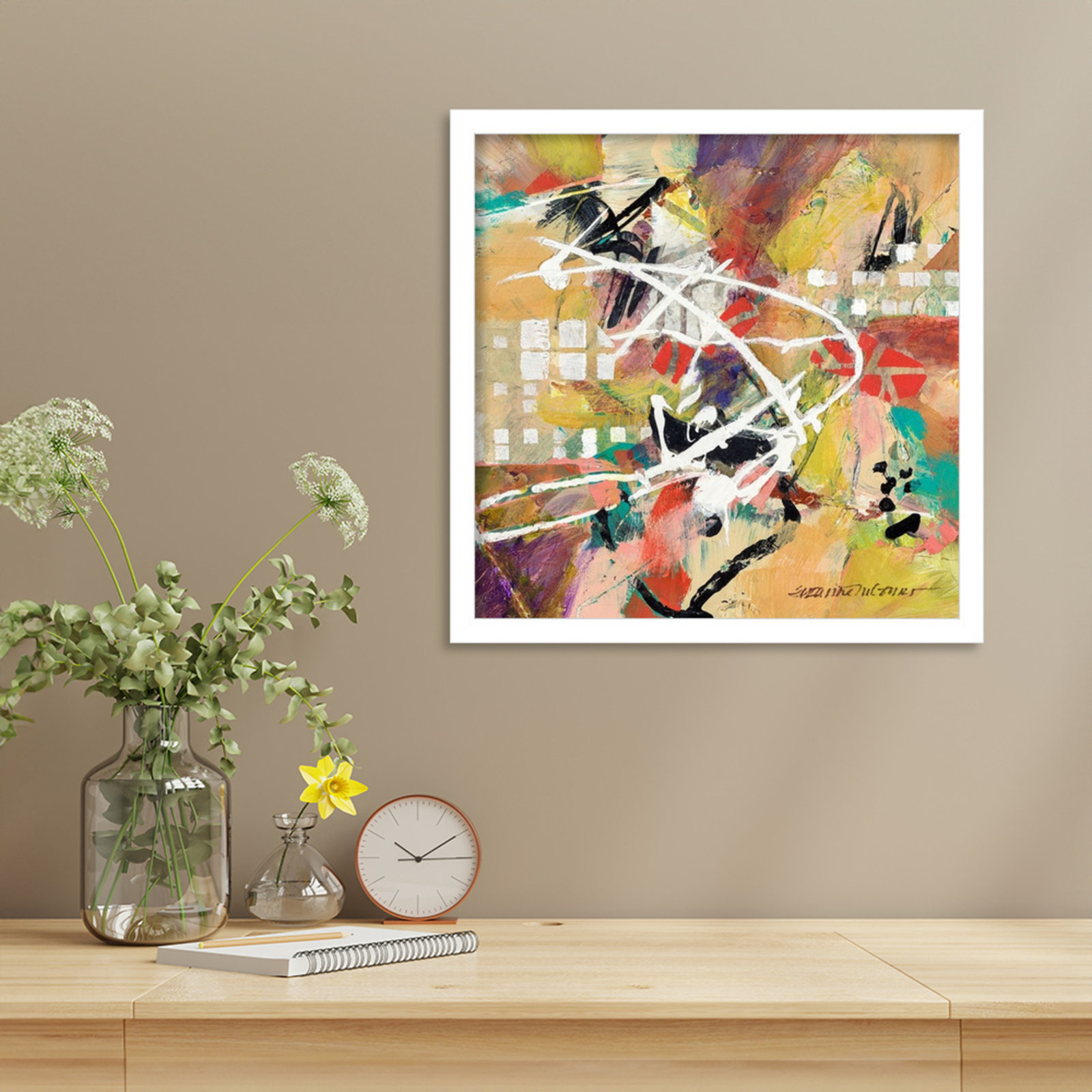 Sutter "Boogie" Print by Suzanne McCourt, 17" H x 17" W, White