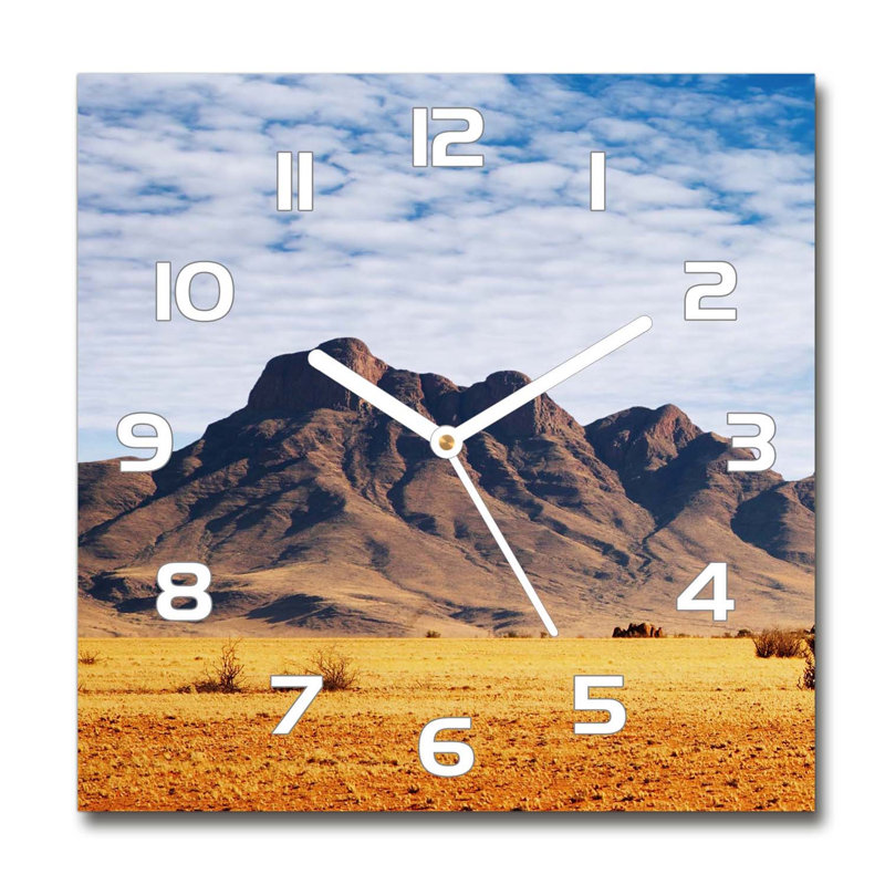 Glass Wall Clock, White/Brown/Blue
