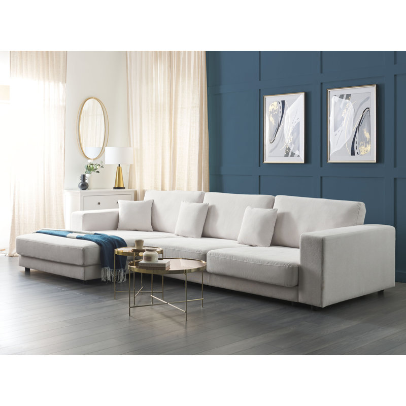 Anayla 4 Seater Corner Sofa , White, Right Hand Facing