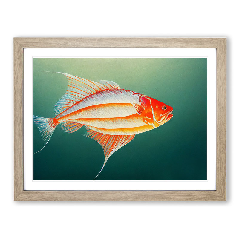 Intense Fish - Framed Print, 46cm H x 64cm W x 2cm D, Oak