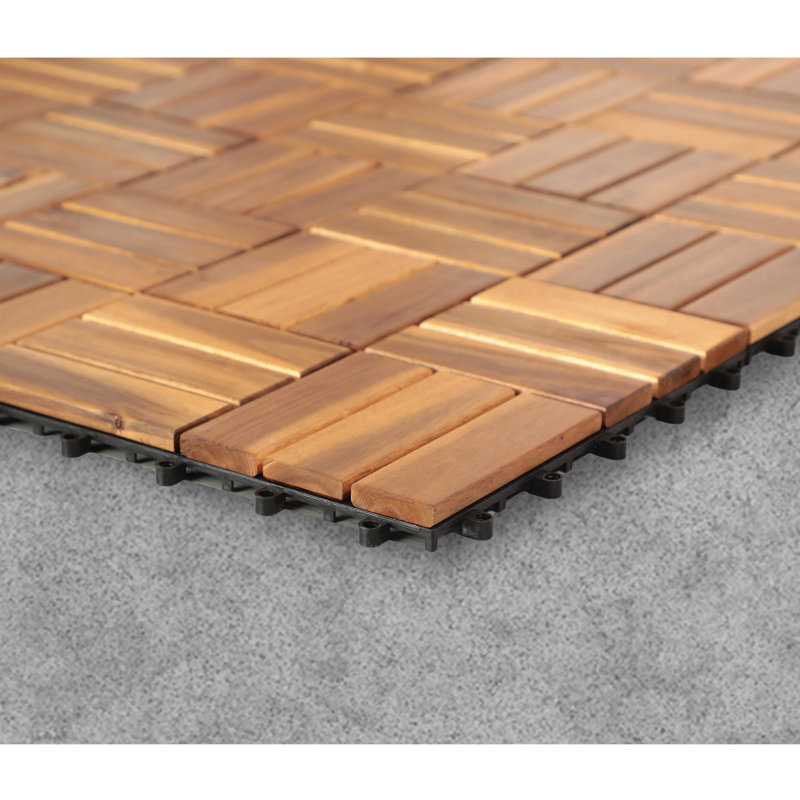 12" x 12" Wood Interlocking Deck Tile in Brown