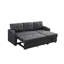 Canapé-lit modulaire en tissu de lin gris foncé de 83 po avec porte-gobelet, port de chargement USB et poche-1136858885