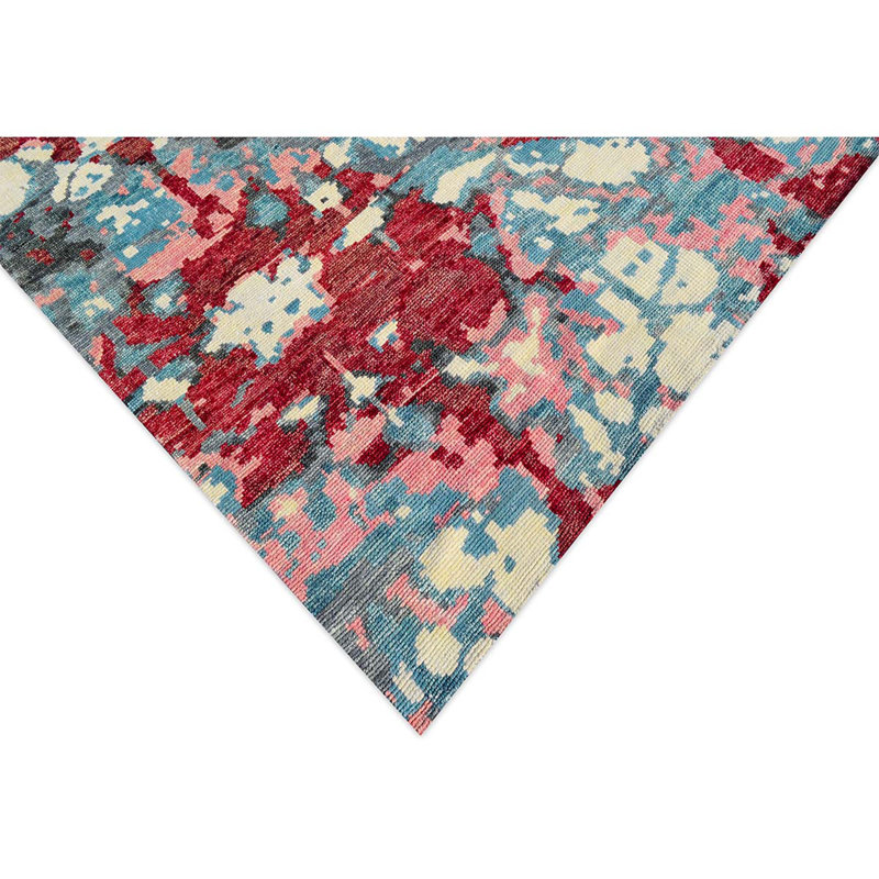 Tapis multicolore et rouge noué à la main de haute qualité, Rectangle 2 pi x 3 pi