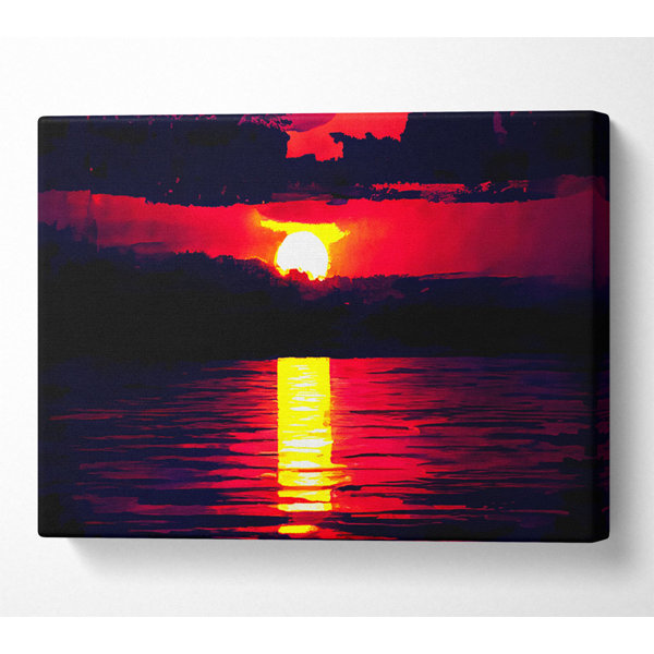ClassicLiving Sun Blaze Over The Red Ocean Sky - Wrapped Canvas Art ...