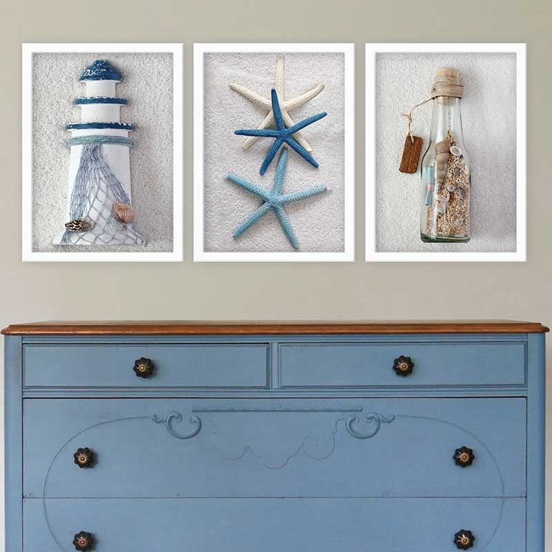 Ensemble de 3 peintures élégantes encadrées décoratives, 13,8 x 17,7 pouces chacune | 100% bois avec cadre 100% polystyrène (épaisseur: 0,8 pouce) | Impression numérique UV, parfaite pour le salon et la décoration intérieure